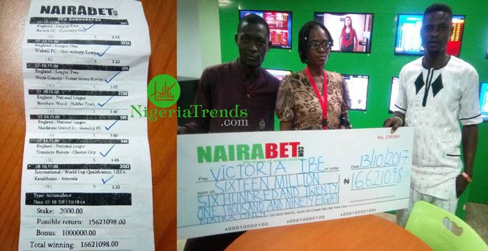 Nigerian woman wins 16m naira - Nairabet